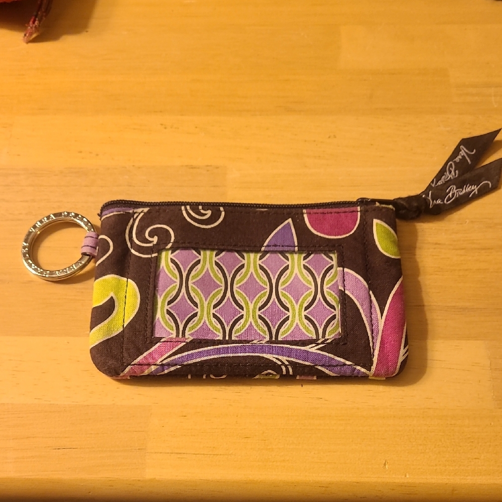 Vera Bradley Brown and Pink Patterned Wristlet